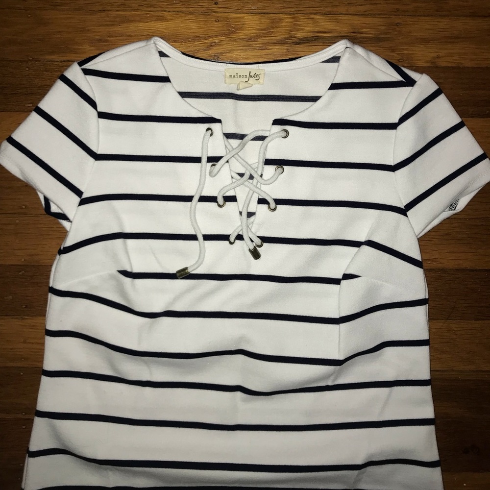 Maison Jules striped lace up dress